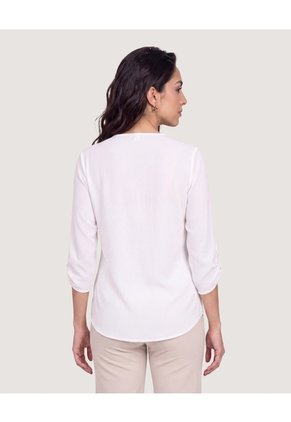 Blusa Cuello V Para Mujer Blanco Ostu