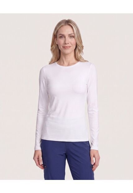 Camiseta Texturizada Manga Larga  Para Mujer Blanco Ostu