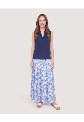 Blusa Manga Sisa Para Mujer Azul Ostu