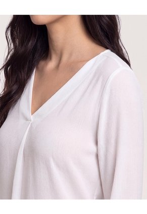 Blusa Cuello V Para Mujer Blanco Ostu