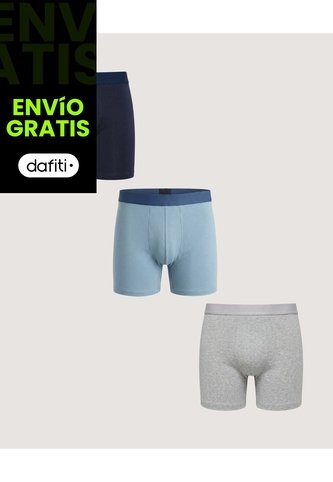 Pack X3 Boxer Medio Básico  Para Hombre Negro Ostu Ostu