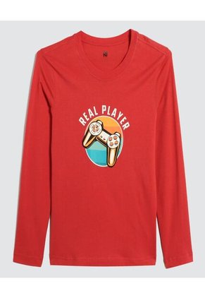 Camiseta Para Niño Manga Larga Color Naranja Marca Ostu #80090206