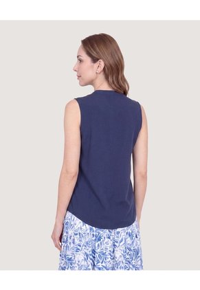 Blusa Manga Sisa Para Mujer Azul Ostu