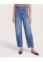 Jean Barrel De Tiro Alto  Para Mujer Azul Ostu de Ostu