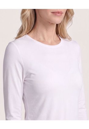 Camiseta Texturizada Manga Larga Para Mujer Blanco Ostu