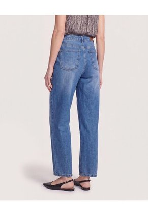 Jean Barrel De Tiro Alto Para Mujer Azul Ostu