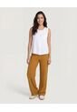 Pantalón Ancho Con Pretina Elástica  Para Mujer Mostaza Ostu de Ostu