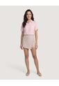 Falda Short Mini Checks  Para Mujer Beige Ostu de Ostu