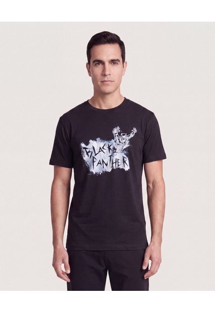 Camiseta Black Panther Graffiti  Para Hombre Negro Ostu