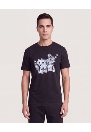 Camiseta Black Panther Graffiti Para Hombre Negro Ostu