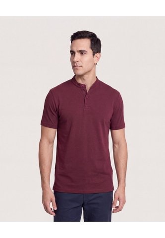 Polo Cuello Mao Regular  Para Hombre Vino Ostu Ostu