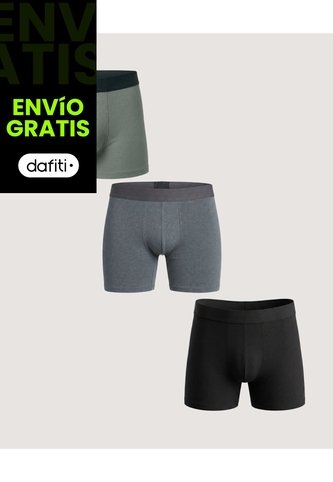 Pack X3 Boxer Medio Básico  Para Hombre Negro Ostu Ostu