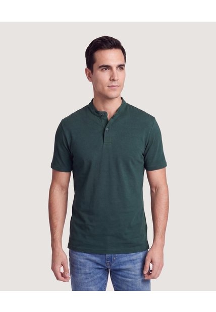 Polo Cuello Mao Regular  Para Hombre Verde Ostu