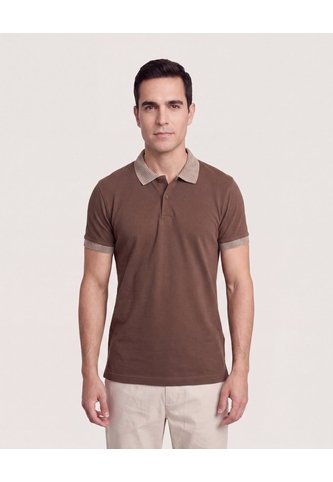 Polo Texturizada  Para Hombre Café Ostu Ostu