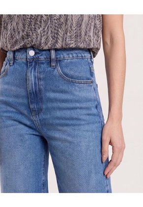 Jean Barrel De Tiro Alto Para Mujer Azul Ostu