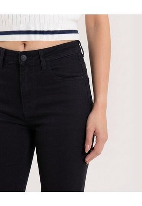 Jean Straight Long Essential Para Mujer Negro Ostu