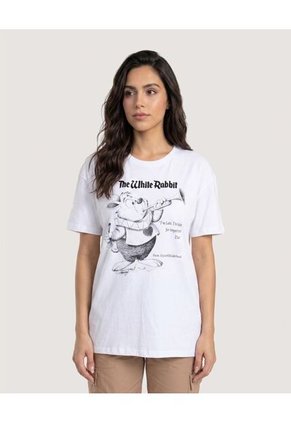 Camiseta White Rabbit Para Mujer Blanco Ostu