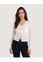 Camiseta Mesh Lace Up  Para Mujer Crema Ostu de Ostu