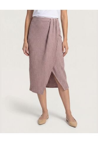 Falda Midi Textura Cruzada  Para Mujer Café Ostu Ostu