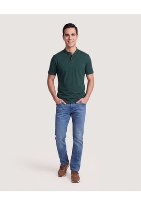 Polo Cuello Mao Regular  Para Hombre Verde Ostu