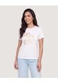 Camiseta Regular Estampada  Para Mujer Crema Ostu de Ostu