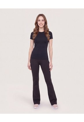 Camiseta Slim Básica Cuello Redondo Para Mujer Negro Ostu