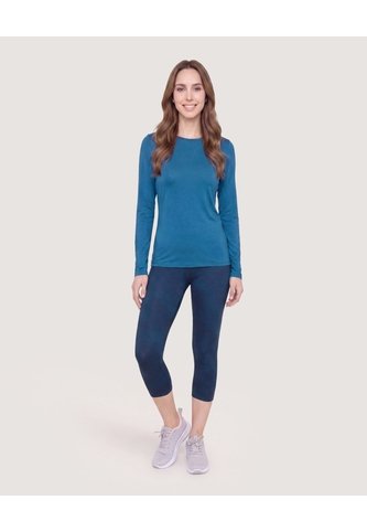 Camiseta Slim Texturizada Manga Larga  Para Mujer Azul Ostu Ostu