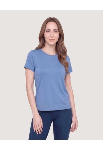 Camiseta Active Regular Cuello Redondo  Para Mujer Azul Ostu Ostu