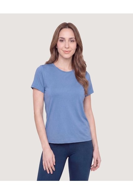 Camiseta Active Regular Cuello Redondo  Para Mujer Azul Ostu