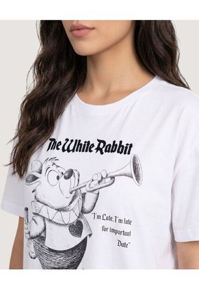 Camiseta White Rabbit Para Mujer Blanco Ostu