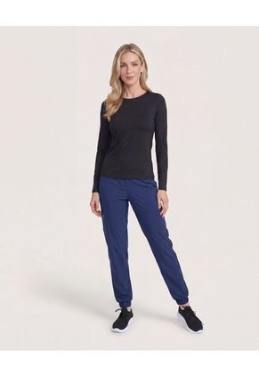 Camiseta Texturizada Manga Larga Para Mujer Negro Ostu