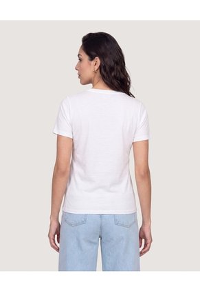 Camiseta Regular Estampada Para Mujer Crema Ostu