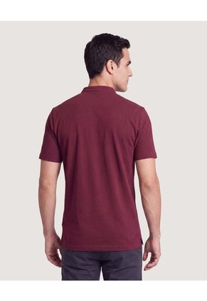Polo Cuello Mao Regular Para Hombre Vino Ostu
