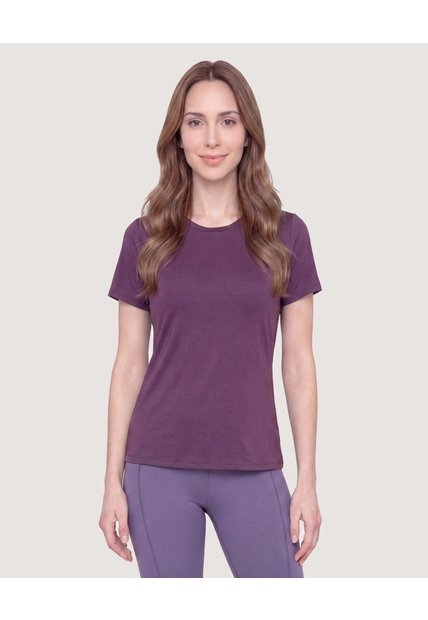 Camiseta Active Regular Cuello Redondo  Para Mujer Uva Ostu