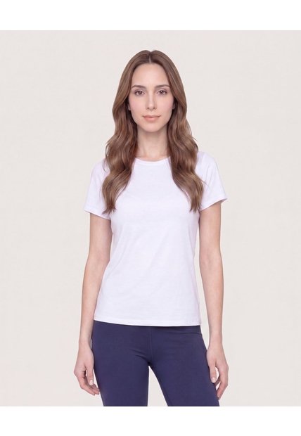 Camiseta Active Regular Básica  Para Mujer Blanco Ostu