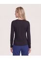 Camiseta Texturizada Manga Larga  Para Mujer Negro Ostu de Ostu
