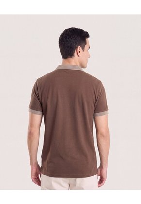 Polo Texturizada  Para Hombre Café Ostu