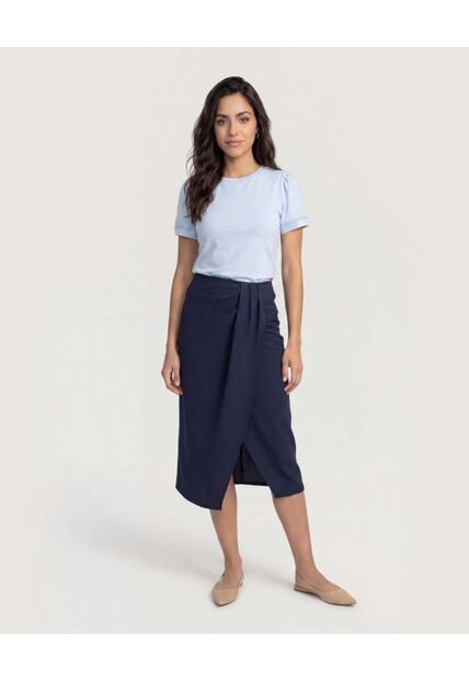 Camiseta Puff Sleeve Charm  Para Mujer Azul Ostu