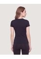Camiseta Slim Básica Cuello Redondo  Para Mujer Negro Ostu de Ostu
