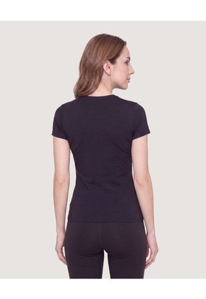 Camiseta Slim Básica Cuello Redondo Para Mujer Negro Ostu