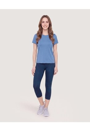 Camiseta Active Regular Cuello Redondo  Para Mujer Azul Ostu