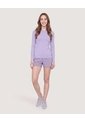 Camiseta Slim Texturizada Manga Larga  Para Mujer Morado Ostu de Ostu