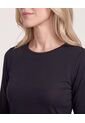 Camiseta Texturizada Manga Larga  Para Mujer Negro Ostu de Ostu