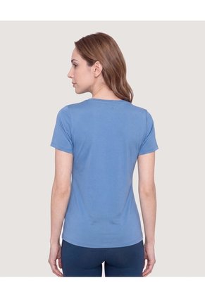 Camiseta Active Regular Cuello Redondo  Para Mujer Azul Ostu