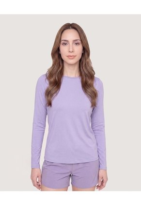 Camiseta Slim Texturizada Manga Larga  Para Mujer Morado Ostu