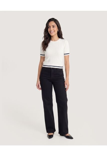 Camiseta Tejida College  Para Mujer Crema Ostu