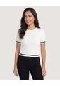 Camiseta Tejida College  Para Mujer Crema Ostu de Ostu