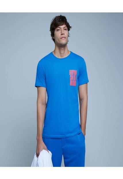 Camiseta Para Hombre Manga Corta Color Azul  Marca Ostu #60091213