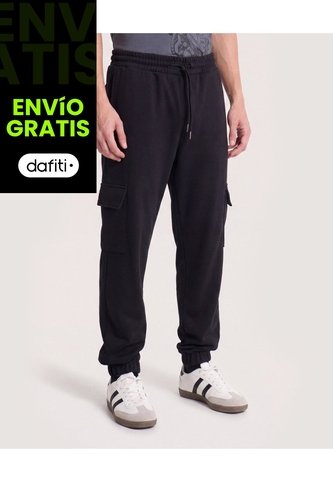 Jogger Cargo Utility  Para Hombre Negro Ostu Ostu