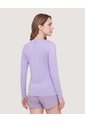 Camiseta Slim Texturizada Manga Larga  Para Mujer Morado Ostu de Ostu